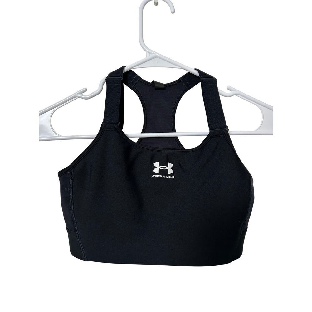 Under Armour Womens Black Racerback Training Gym Workout Running Sports Bra M